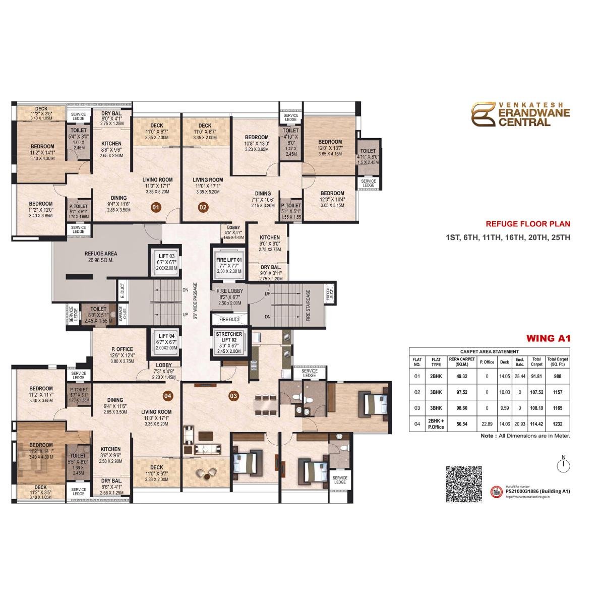 Venkatesh-Erandwane-Central-Floor-Plan-Wing-A-Refugee-Floor-Plan-1st-6th-11th-16th-20th-25th
