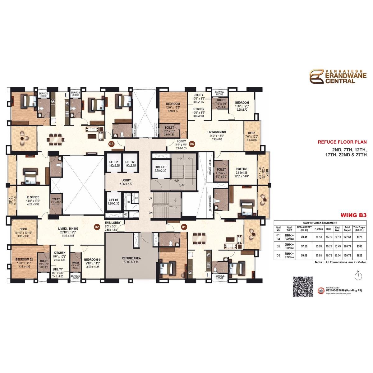 Venkatesh-Erandwane-Central-Floor-Plan-Wing-B-Refugee-Floor-Plan-2nd-7th-12th-17th-22nd-27Th